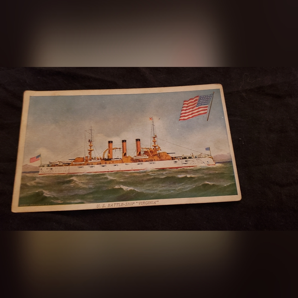 Vintage postcard U.S.Battle-Ship Virginia
